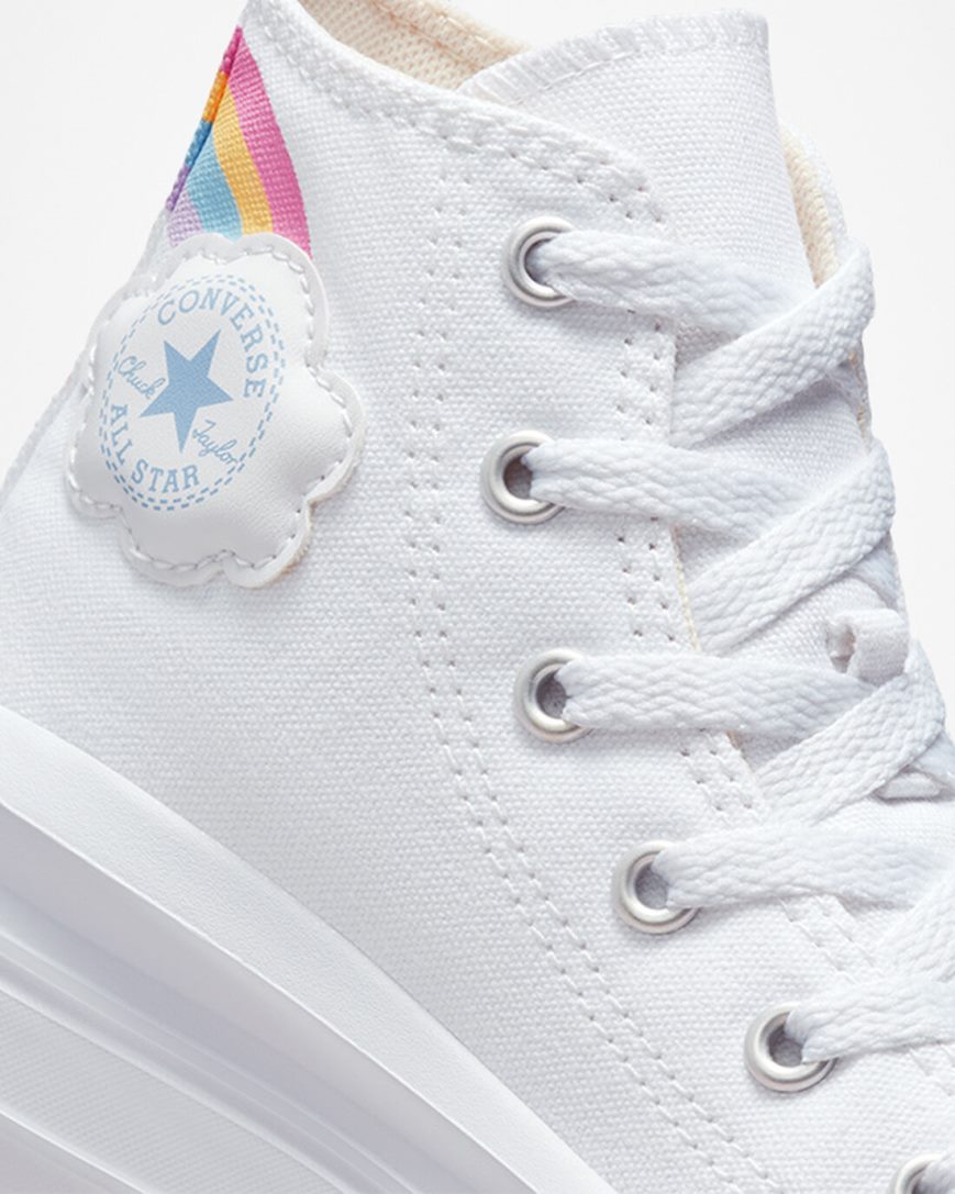 Pantofi Platforma Fete Converse Chuck Taylor All Star Move Rainbow Cloud Inalti Albi Albastri Roz | RO HPYZQ657